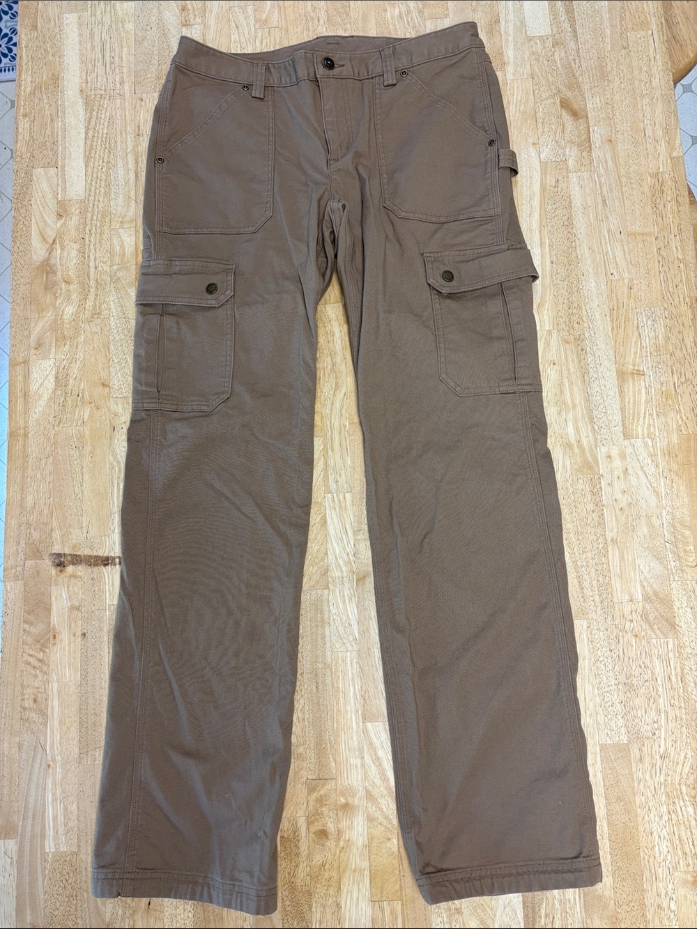 Duluth Trading Co DuluthFlex Fire Hose Canvas Cargo Work Pants Khaki Tan 6x33